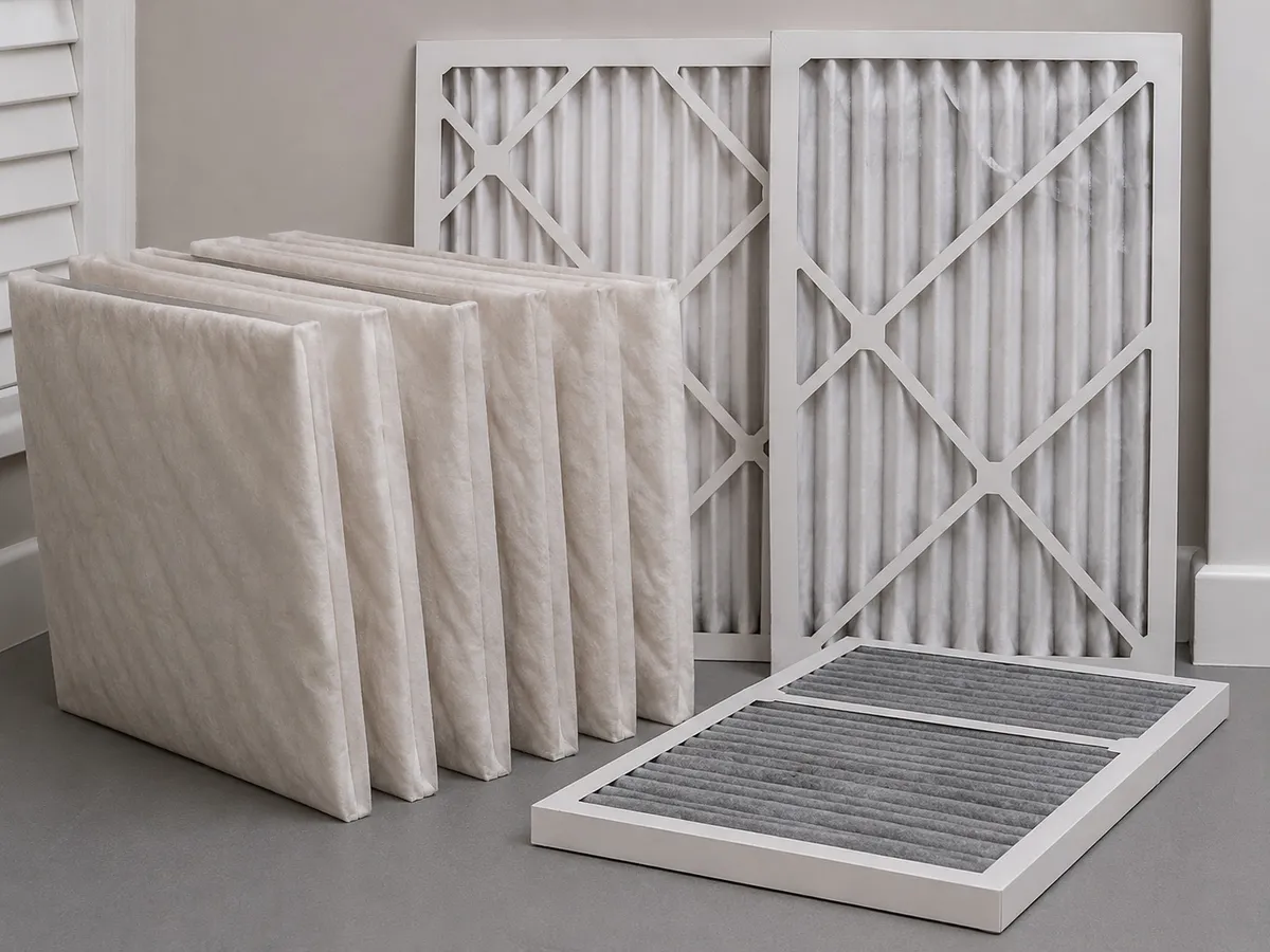 Clean pleated HVAC air filters replaced during a Wesley Chapel preventive maintenance tune-up